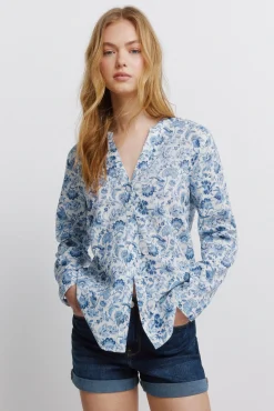 Outlet Springfield Chemise col mao effet lin