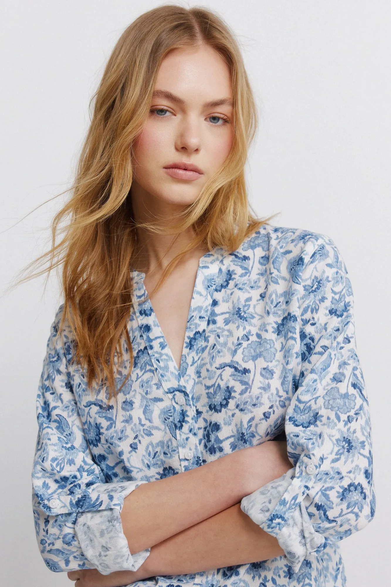Outlet Springfield Chemise col mao effet lin