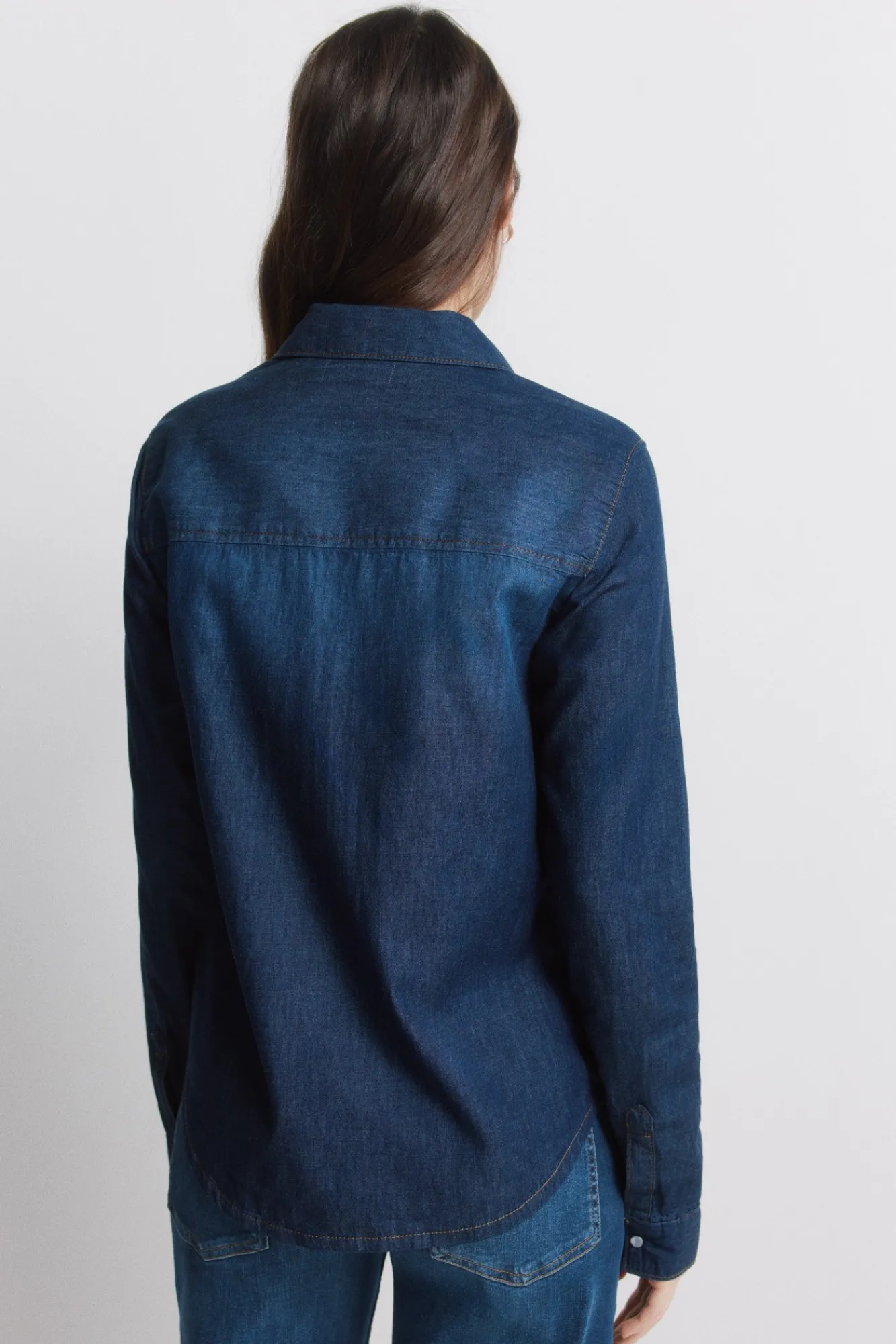 Hot Springfield Chemise en jean avec poches en coton bleu