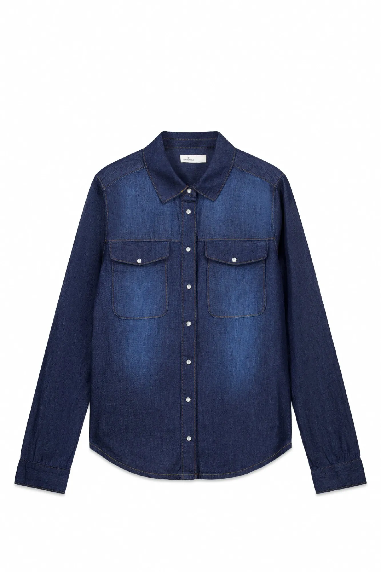 Hot Springfield Chemise en jean avec poches en coton bleu