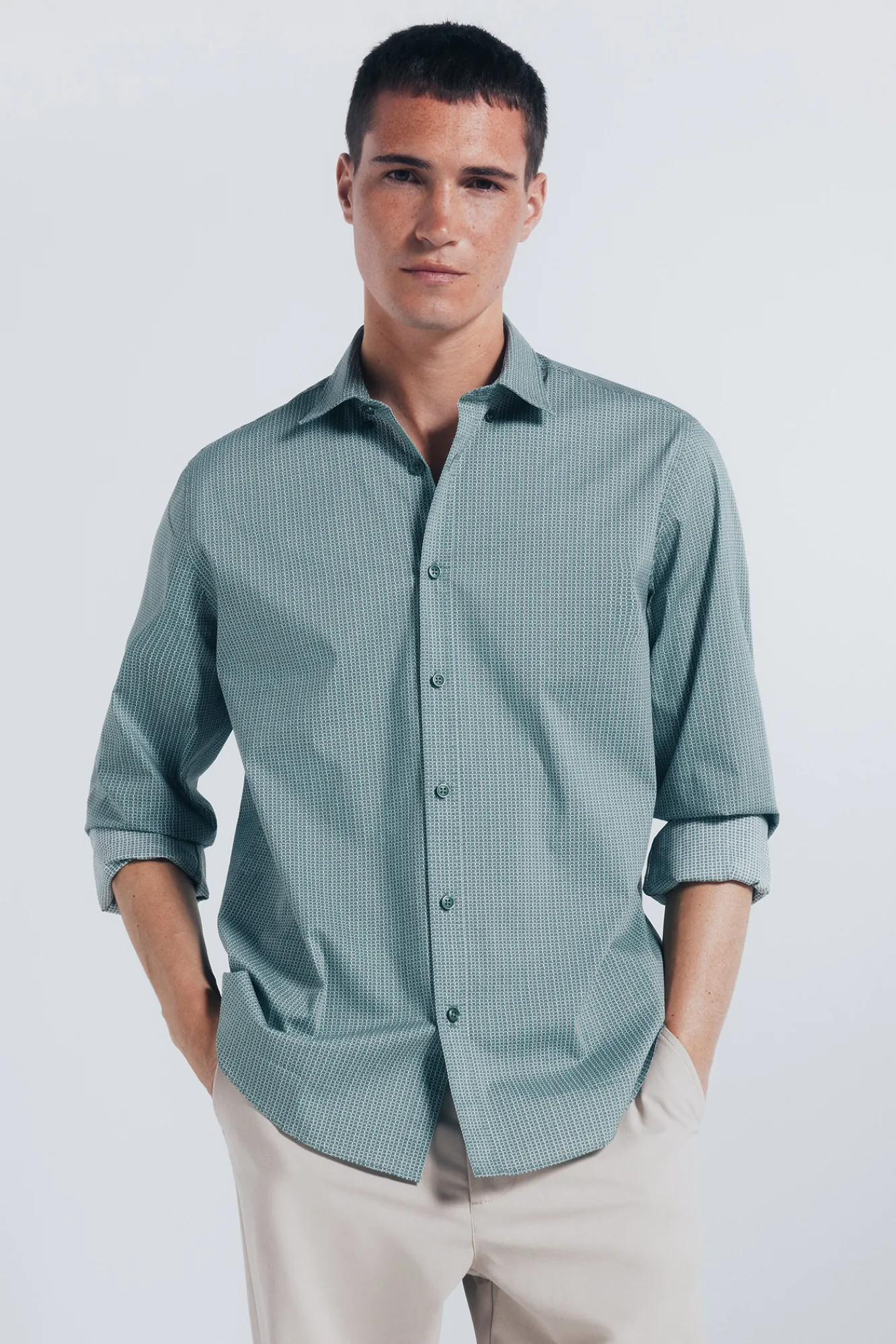 Hot Springfield Chemise en popeline micro- imprimé