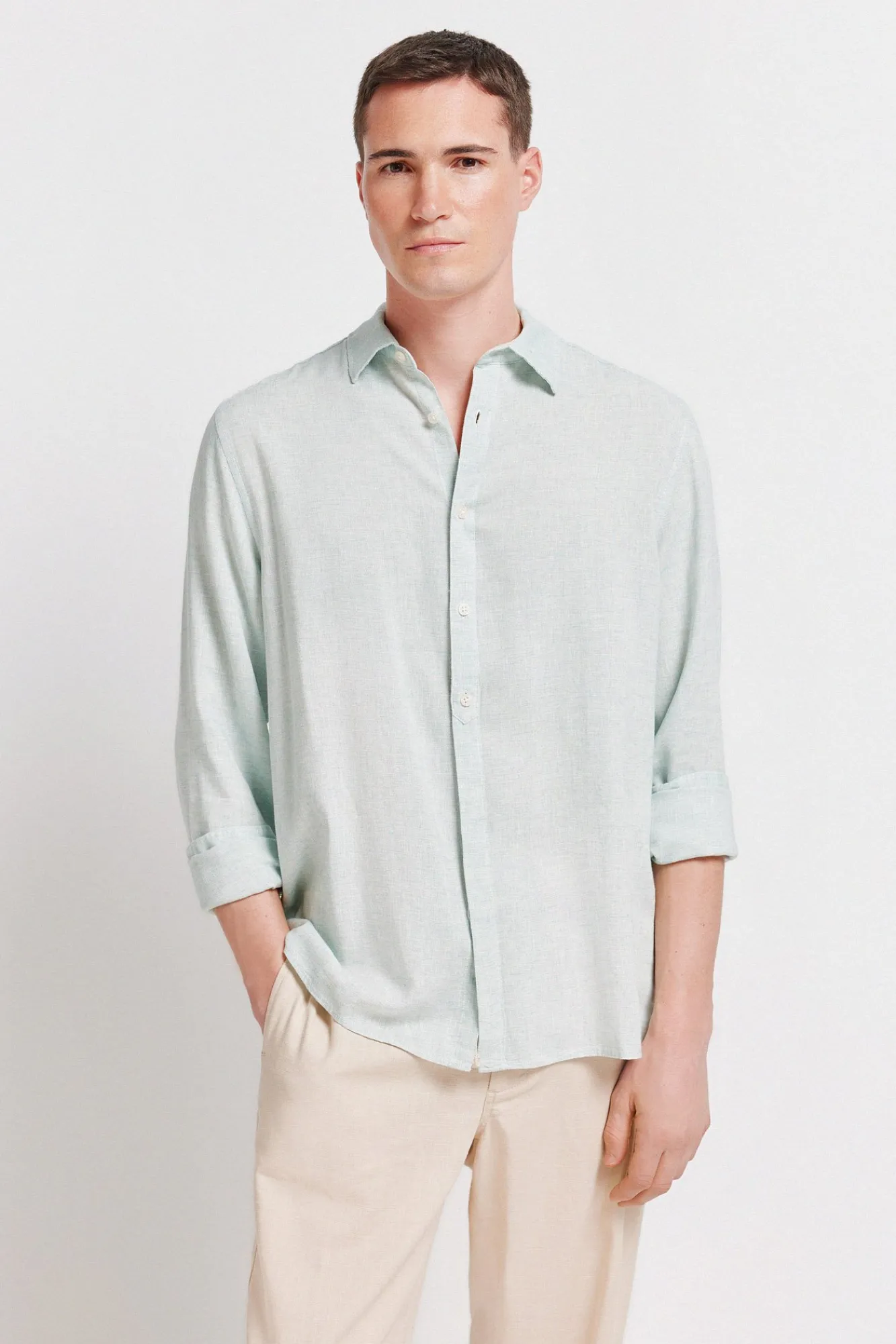Best Springfield Chemise fil à fil en lin et viscose