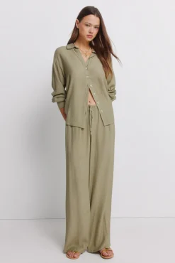 Hot Springfield Chemise manches longues &agrave; rayures beige