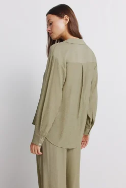 Hot Springfield Chemise manches longues à rayures beige