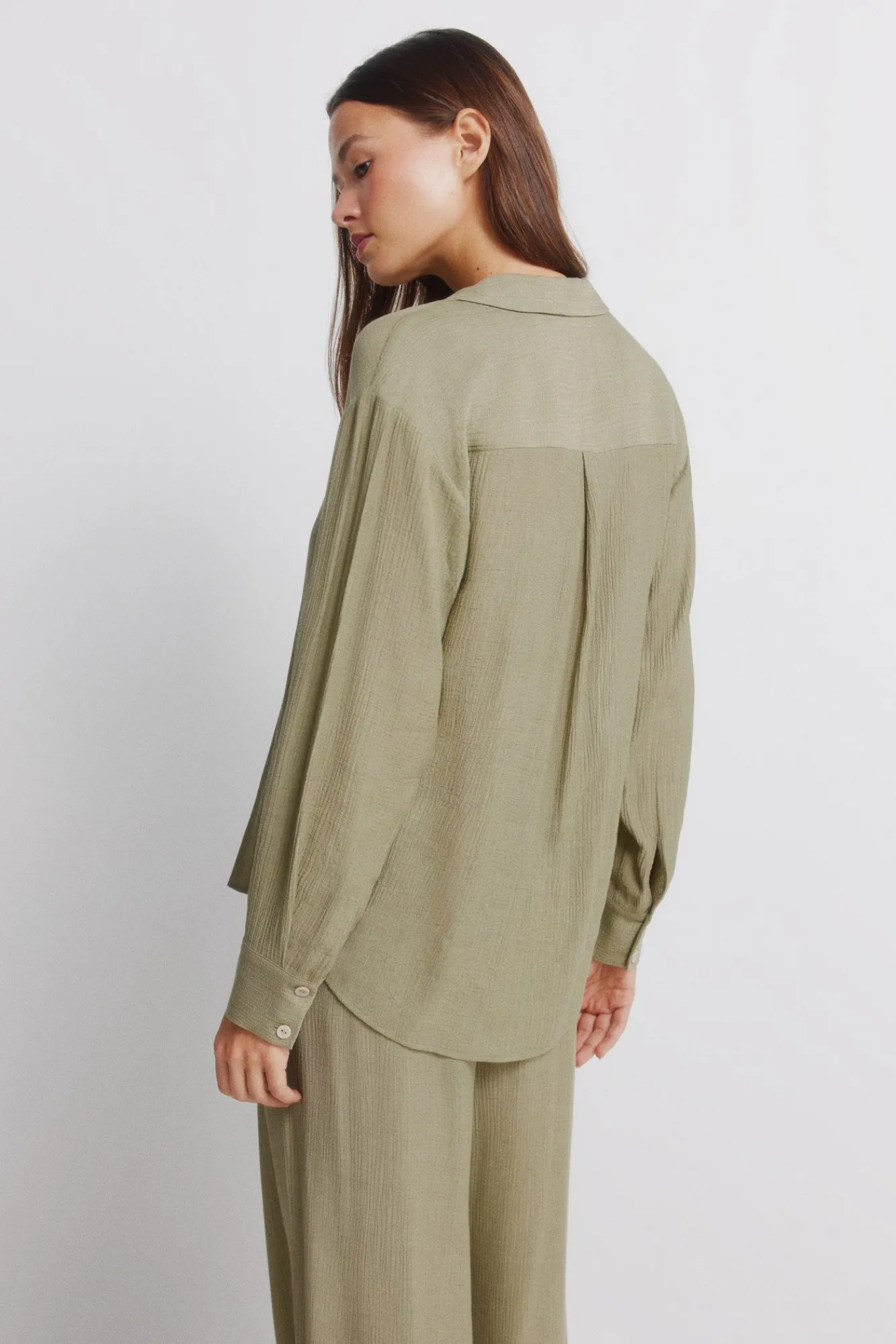 Hot Springfield Chemise manches longues à rayures beige