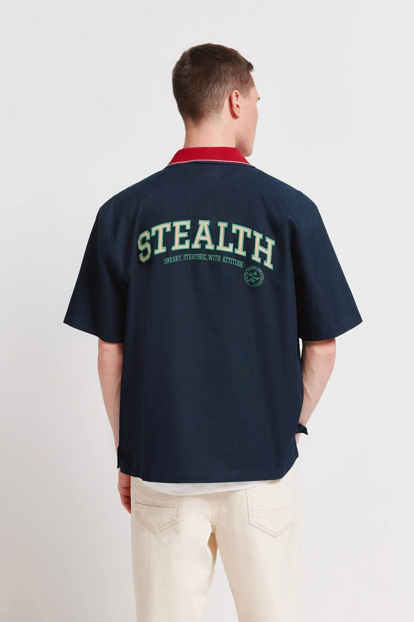 Sale Springfield Chemise varsity manches courtes bleu