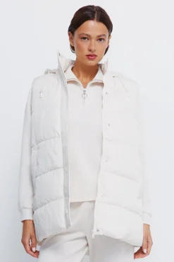 Hot Springfield Gilet à capuche en polyester recyclé blanc