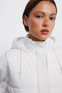 Hot Springfield Gilet &agrave; capuche en polyester recycl&eacute; blanc