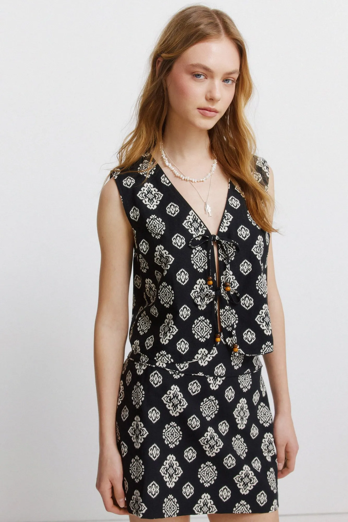 Hot Springfield Gilet imprimé ethnique noir