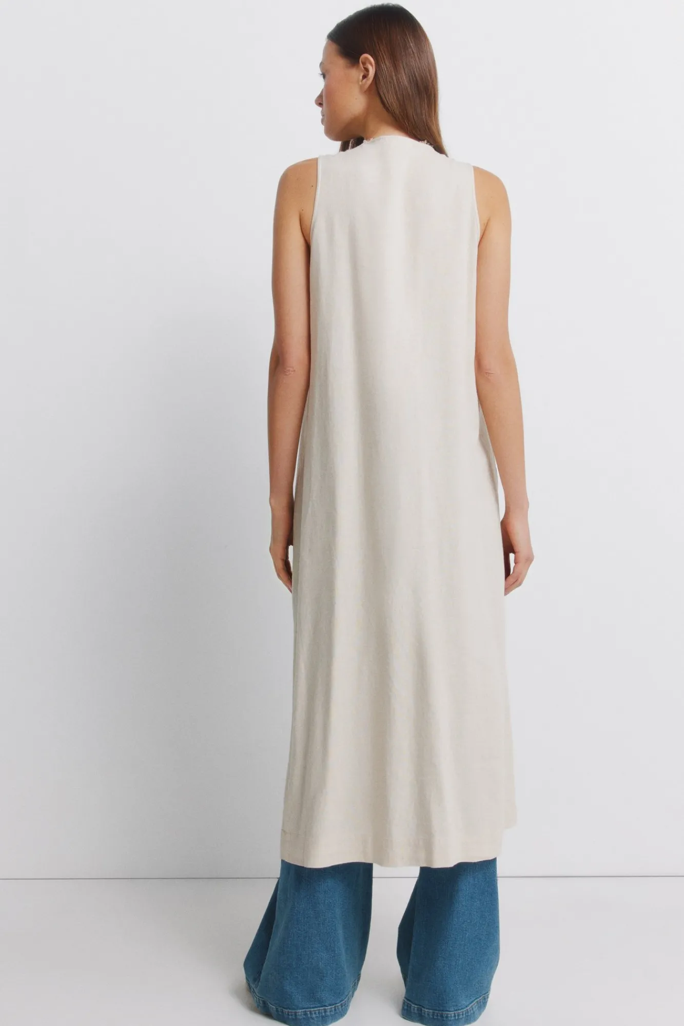 Springfield Gilet long en lin nude