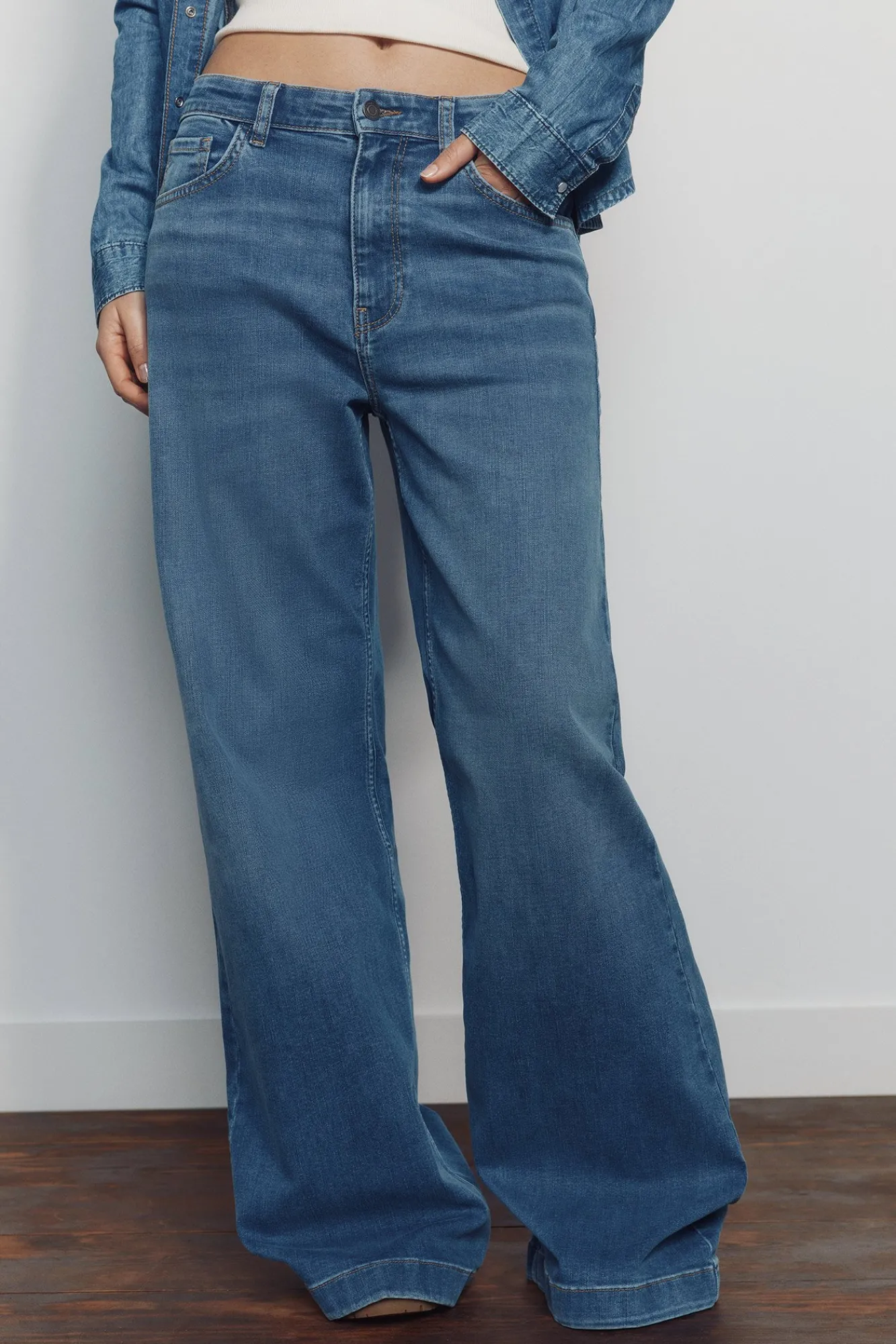 Online Springfield Jeans amples taille haute bleu