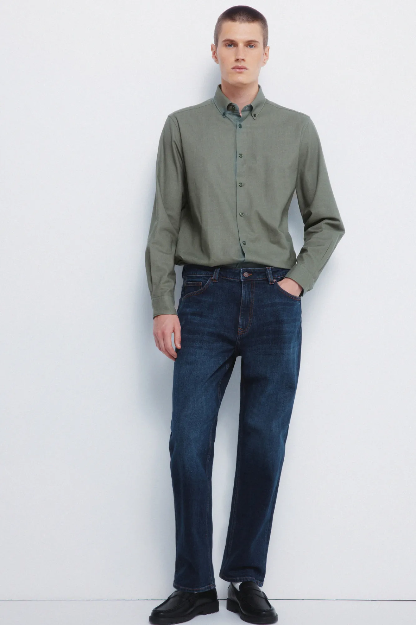Best Springfield Jeans coupe droite délavé foncé bleu