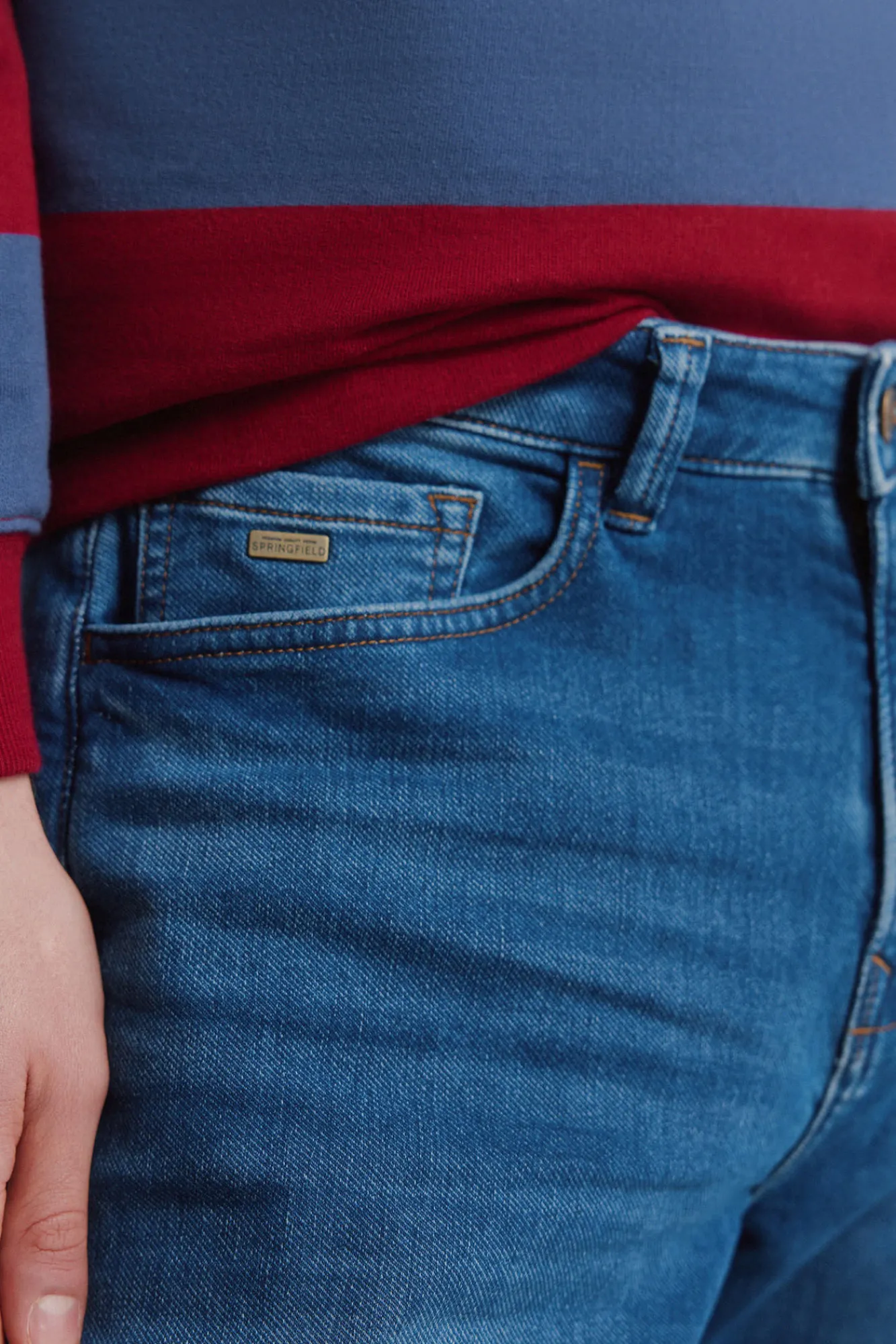 Outlet Springfield Jeans coupe slim délavé moyen bleu