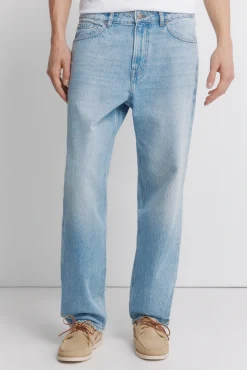 New Springfield Jeans délavé moyen clair coupe droite bleu