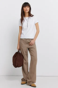 Sale Springfield Jeans droits taille haute camel