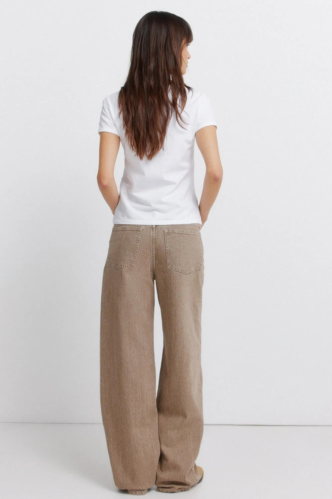 Sale Springfield Jeans droits taille haute camel