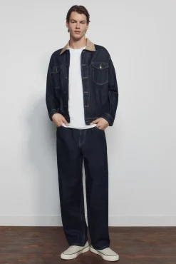 Springfield jeans larges d&eacute;lav&eacute;s lav&eacute; d&eacute;sencoll&eacute; bleu
