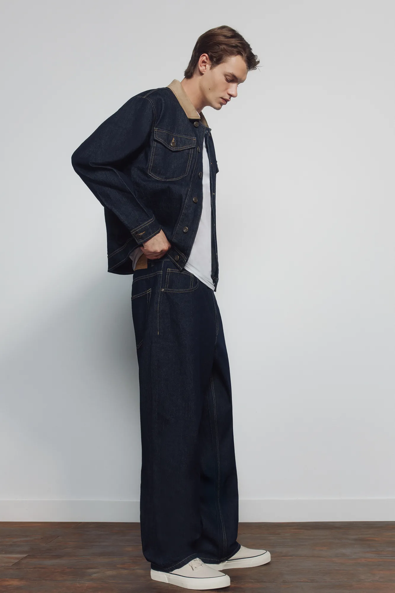 Springfield jeans larges délavés lavé désencollé bleu