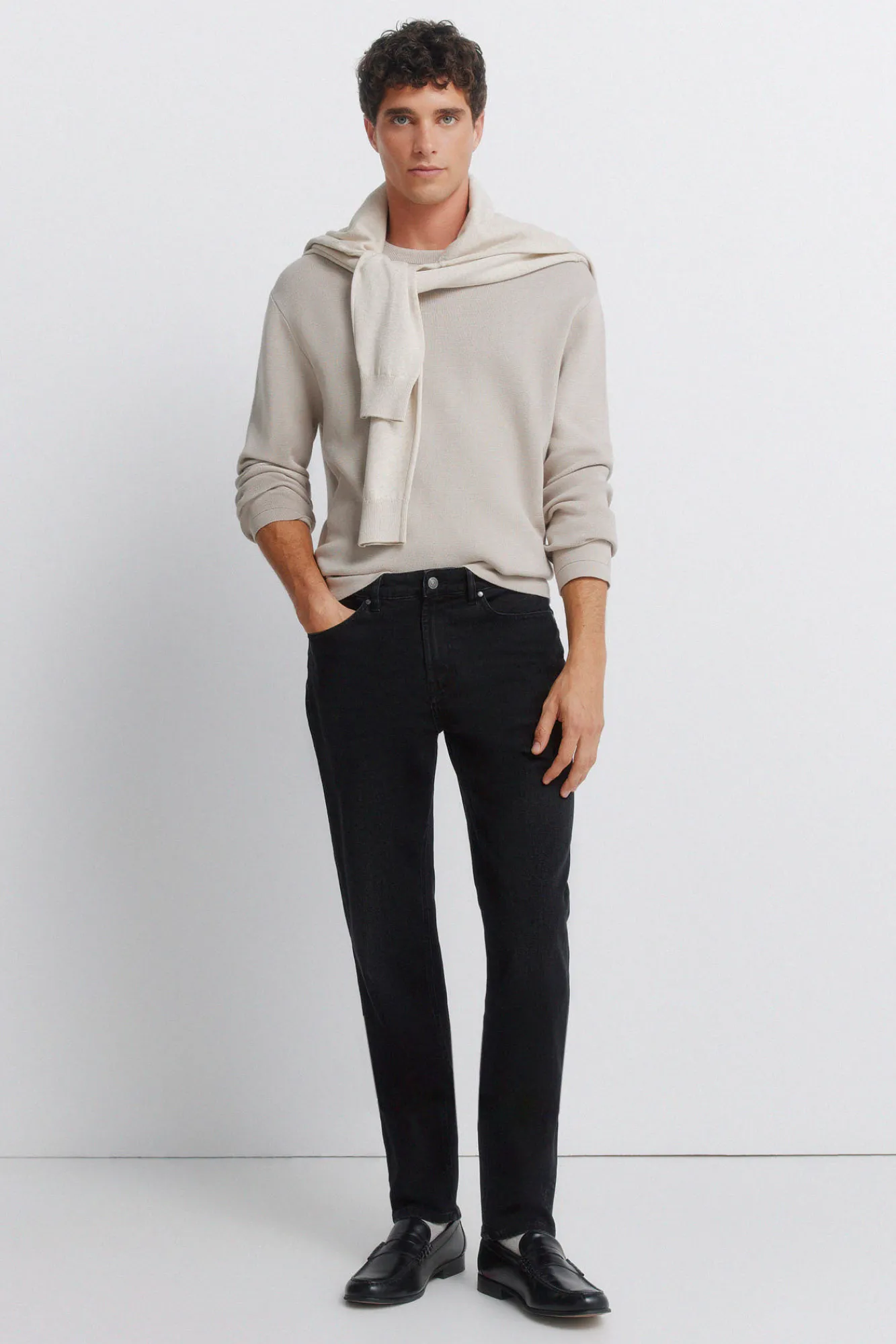 Outlet Springfield Jeans lavé coupe skinny noir