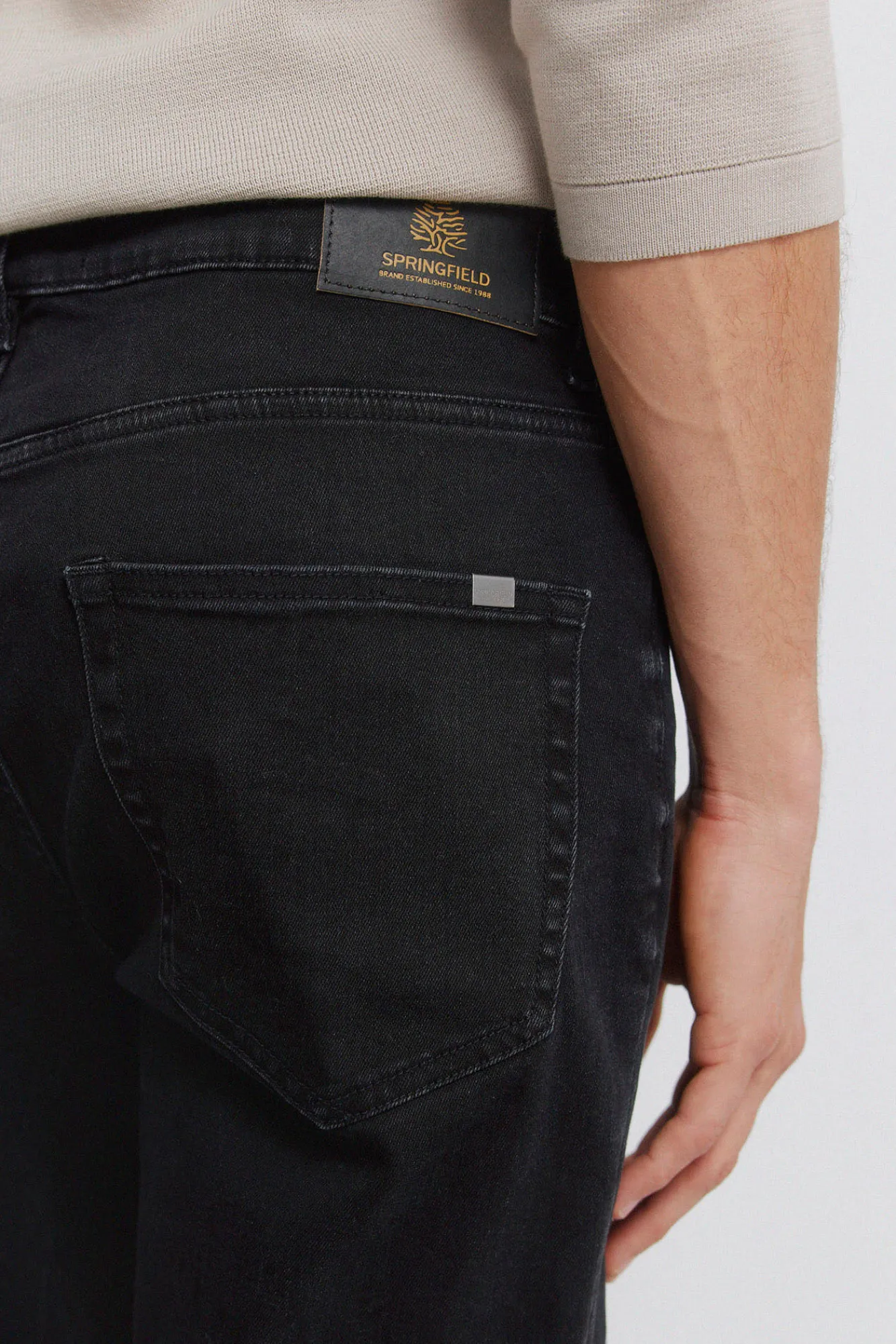 Outlet Springfield Jeans lavé coupe skinny noir