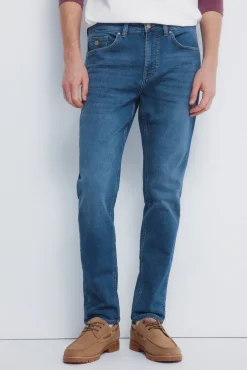Discount Springfield Jeans slim en denim tricot&eacute; bleu