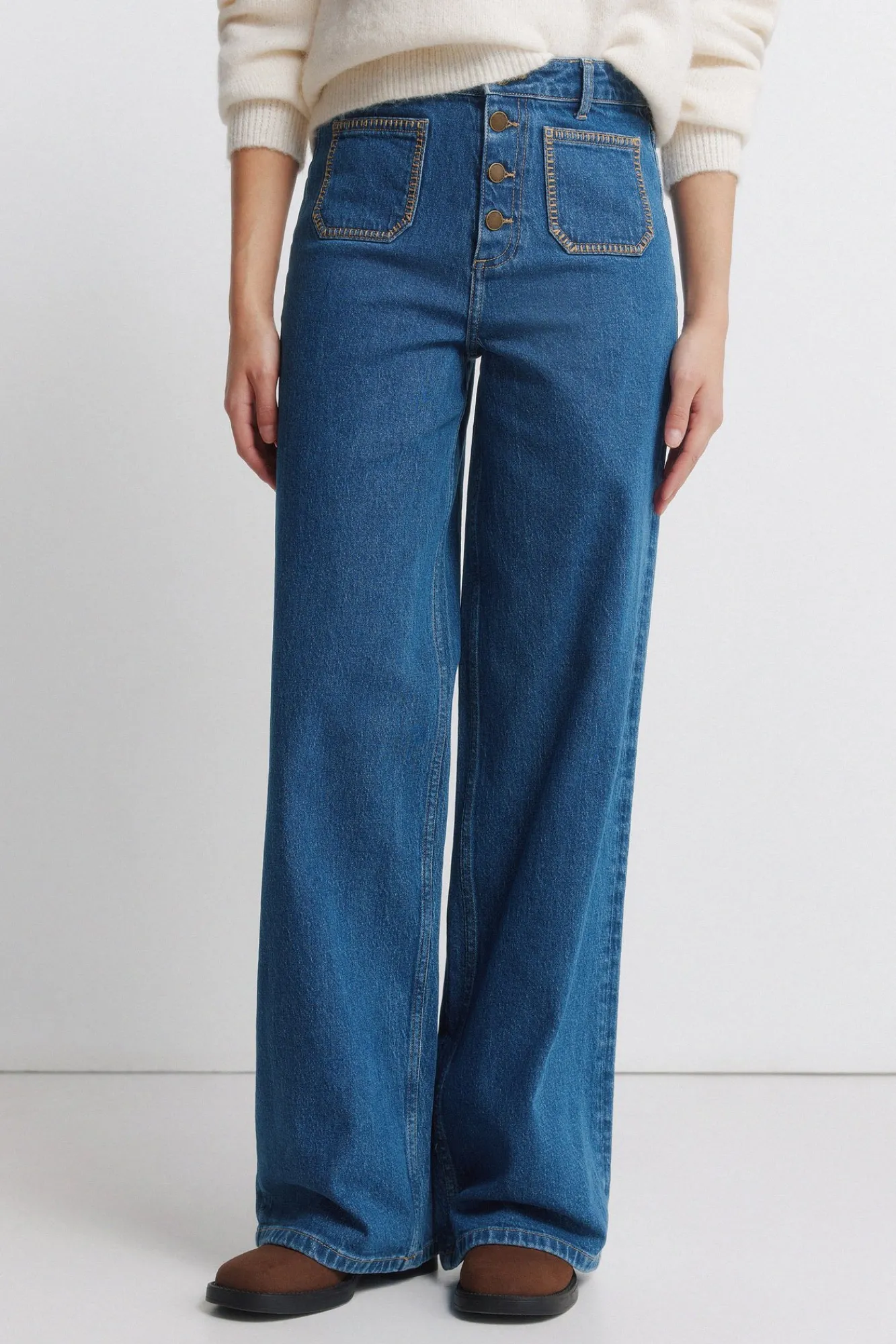 Springfield Jeans super large avec poches plaquées bleu