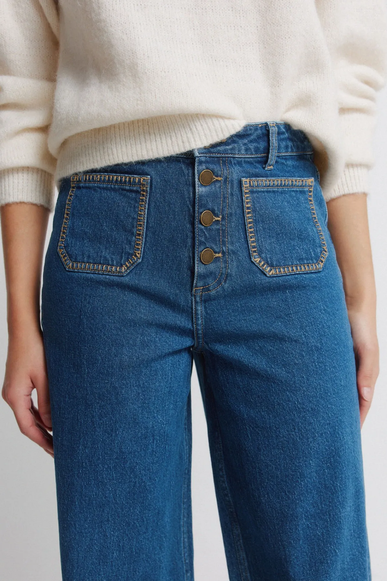 Springfield Jeans super large avec poches plaquées bleu