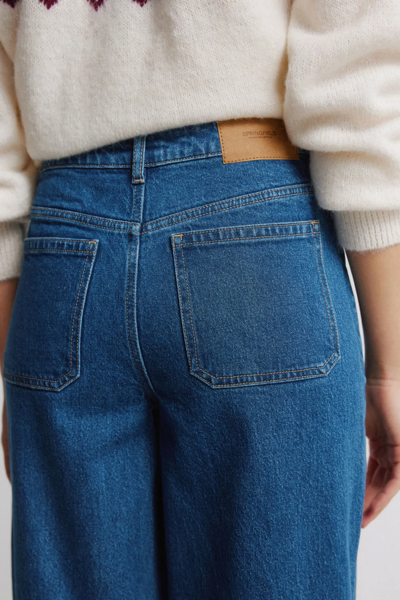 Springfield Jeans super large avec poches plaquées bleu
