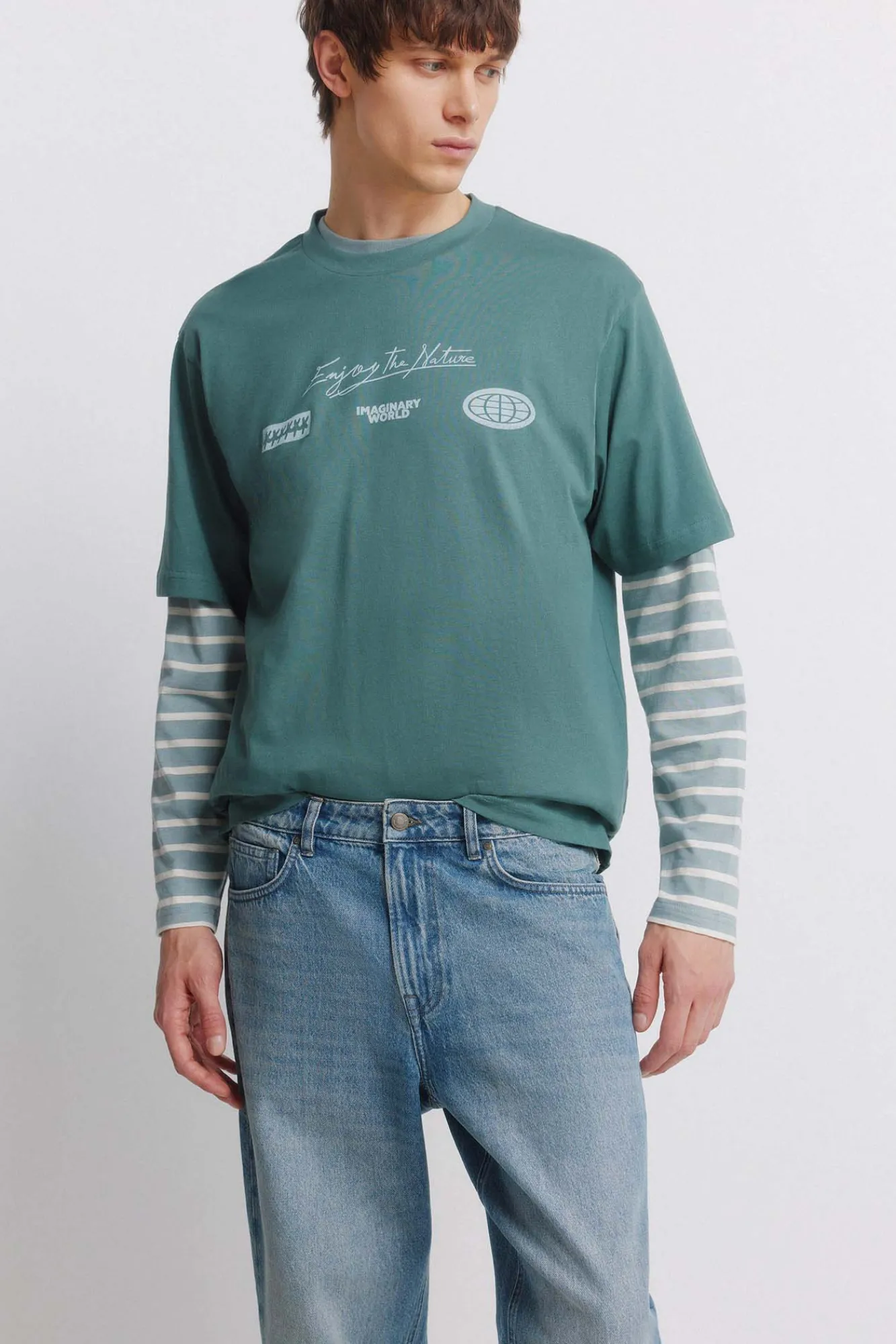 New Springfield Jeans surteint coupe droite bleu