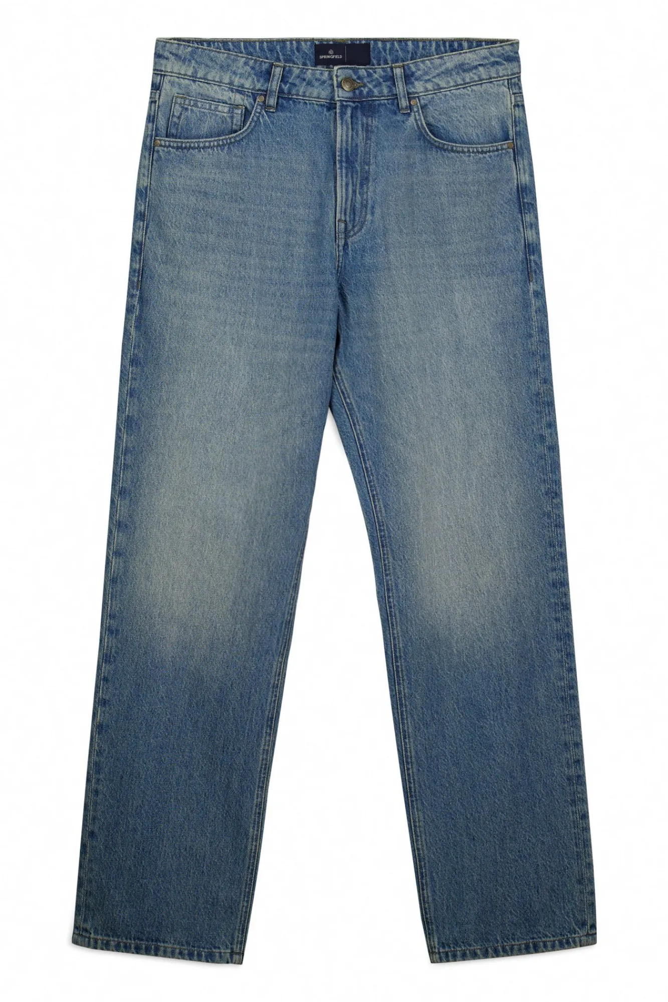 New Springfield Jeans surteint coupe droite bleu