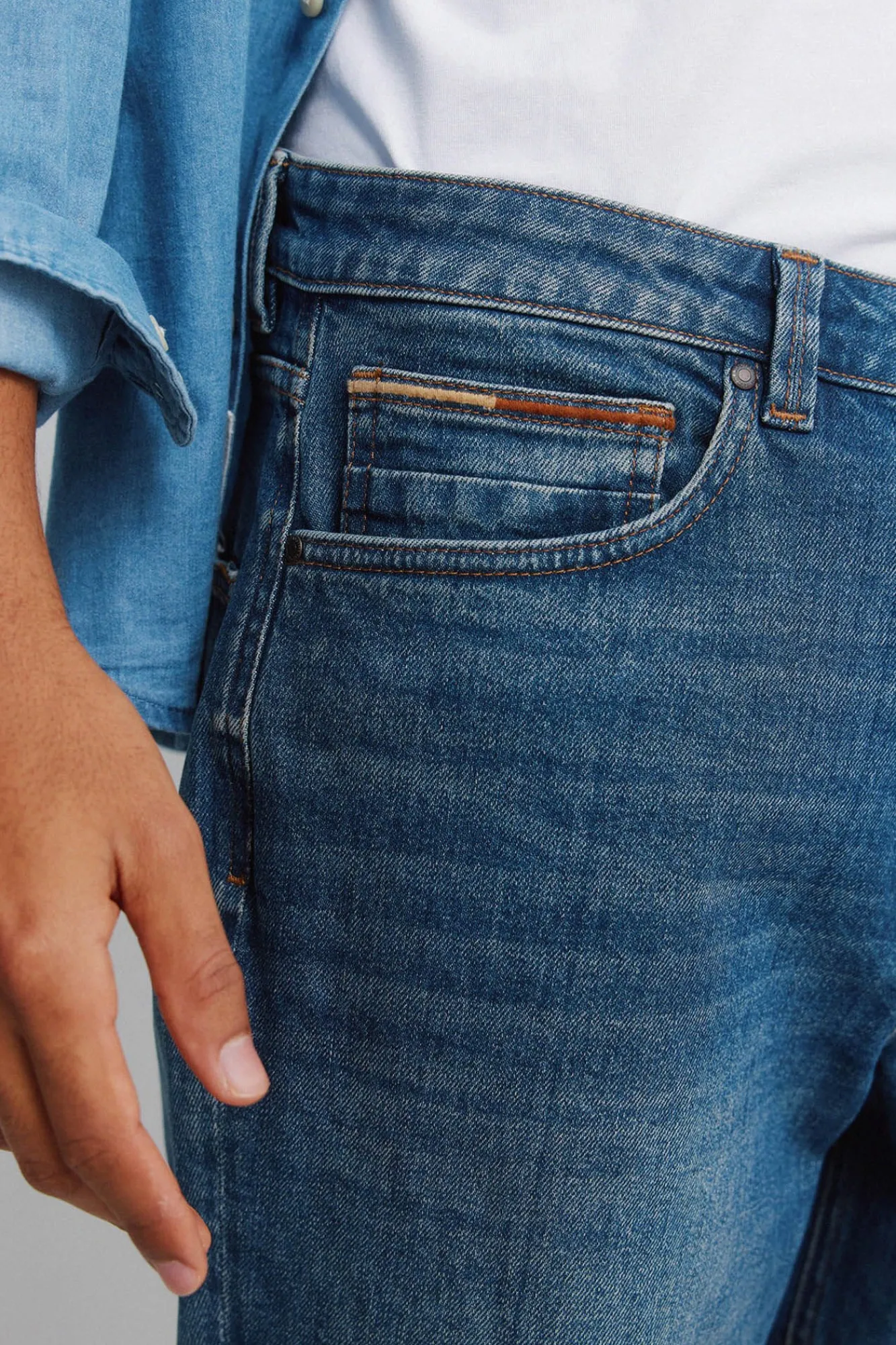Best Springfield Jeans surtint coupe droite bleu