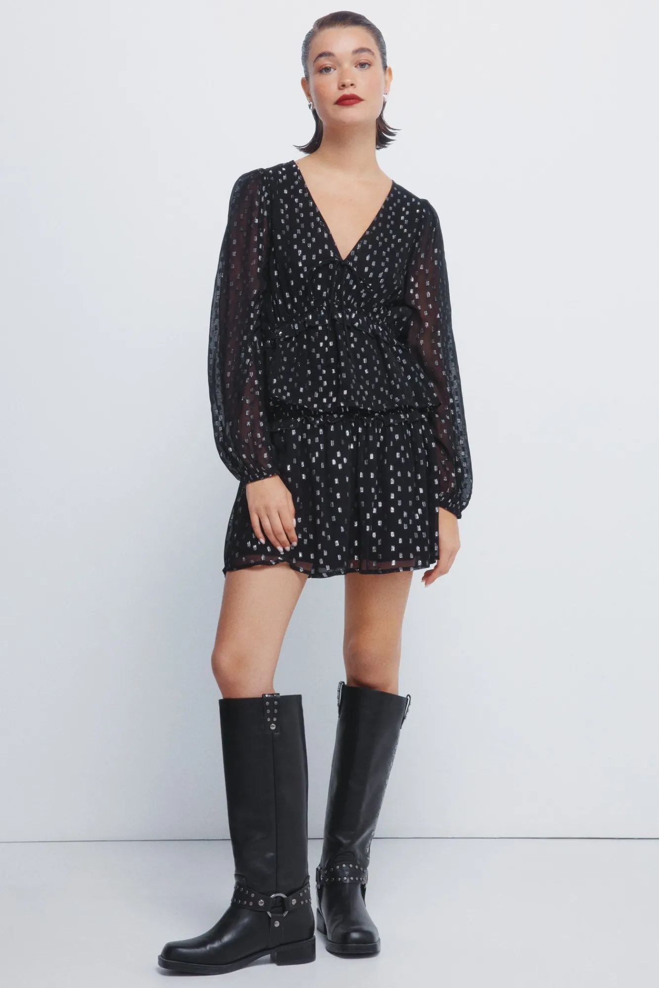 Outlet Springfield Jupe à smocks en lurex noir