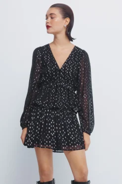 Outlet Springfield Jupe à smocks en lurex noir