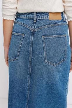 Springfield Jupe midi en denim bleu