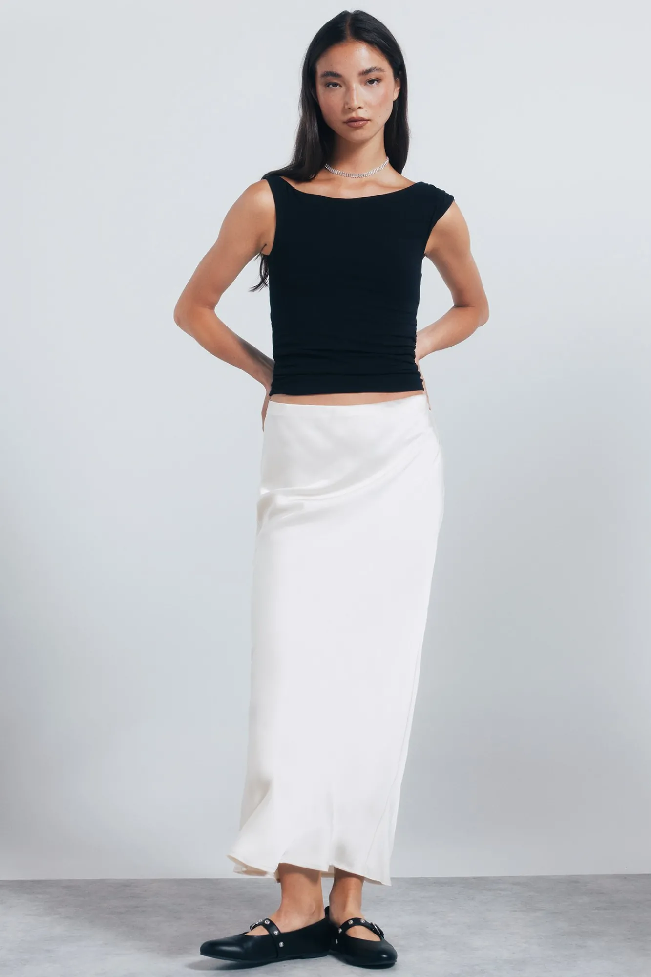 Online Springfield Jupe midi en satin blanc
