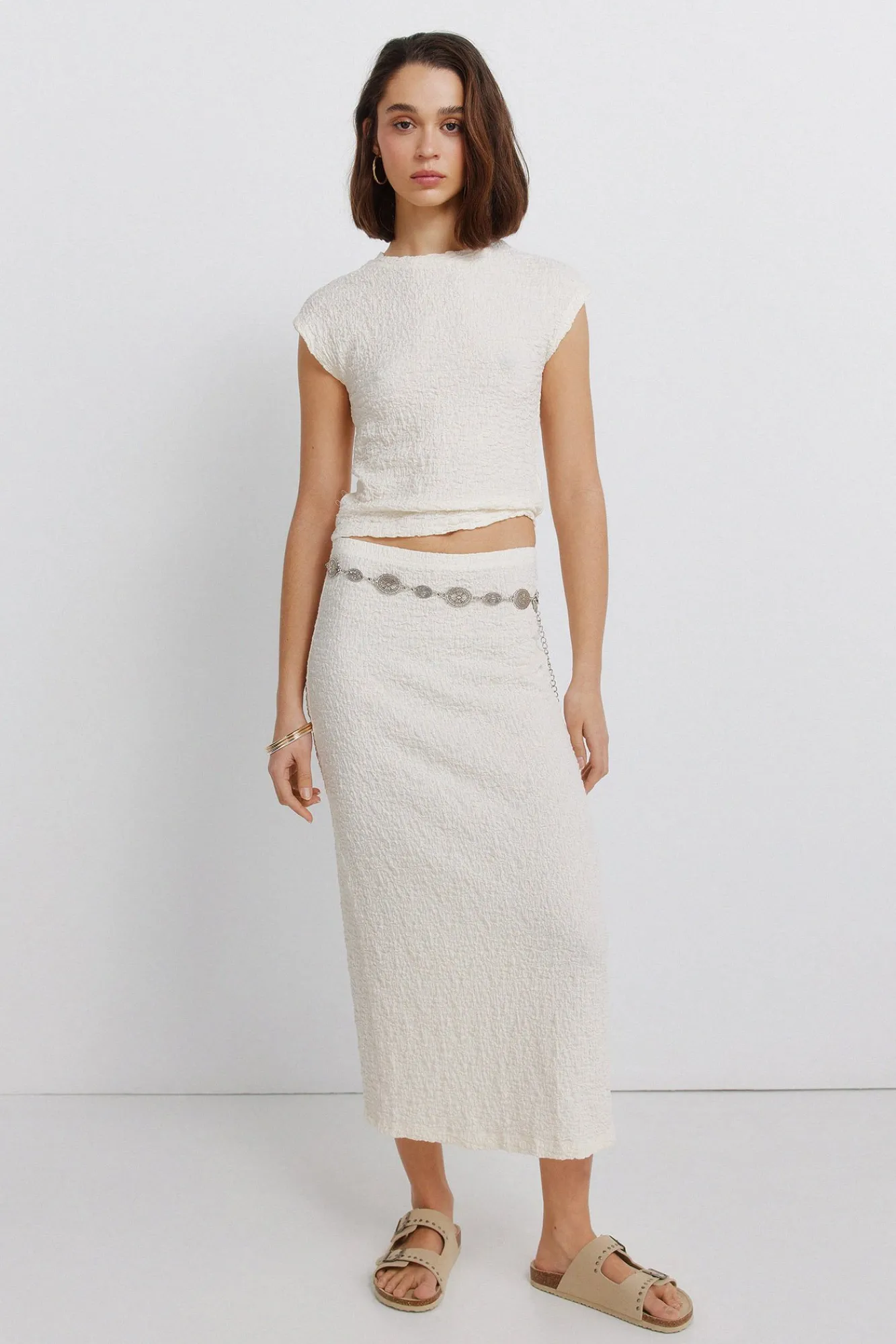 Online Springfield Jupe midi structurée marron