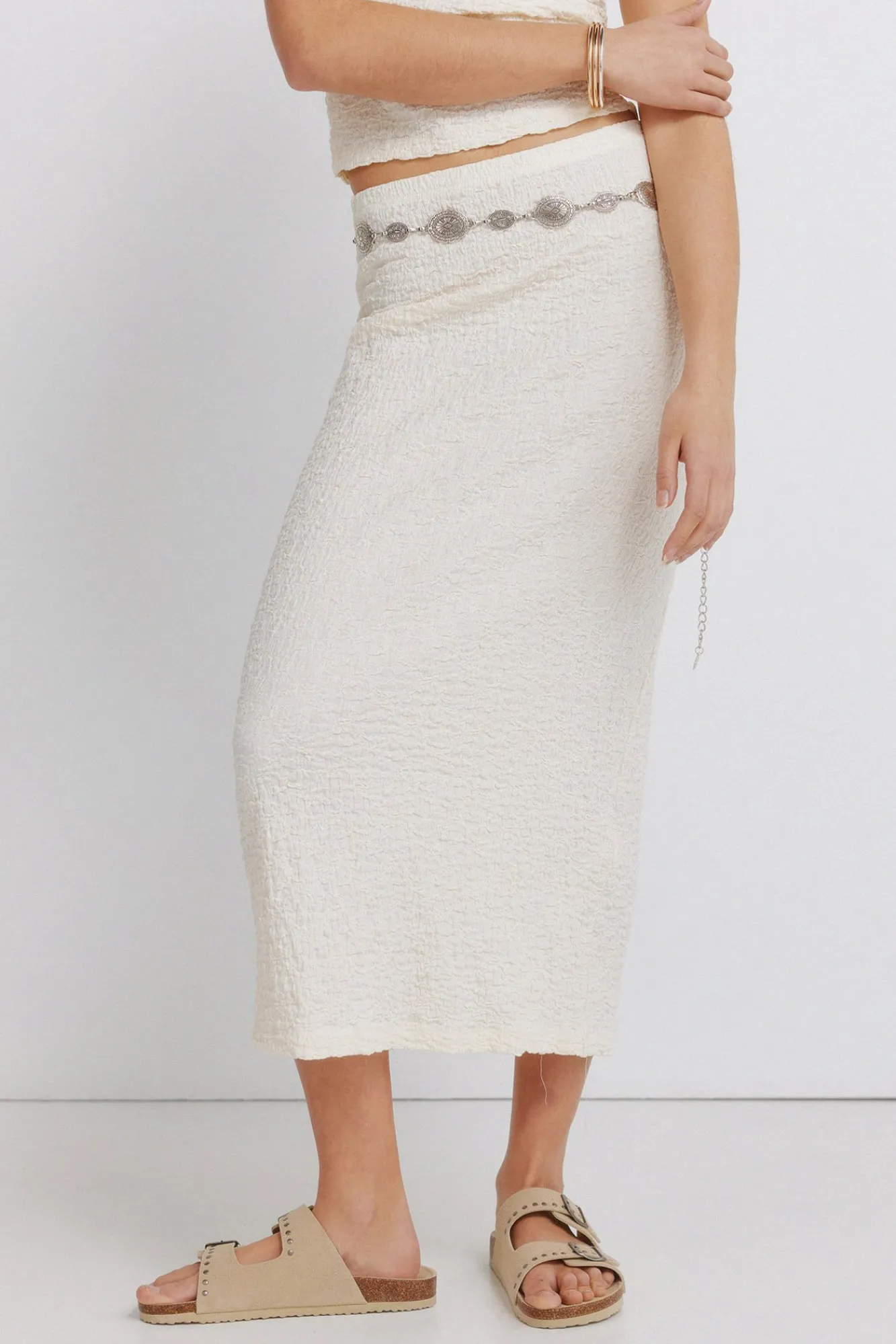 Online Springfield Jupe midi structurée marron