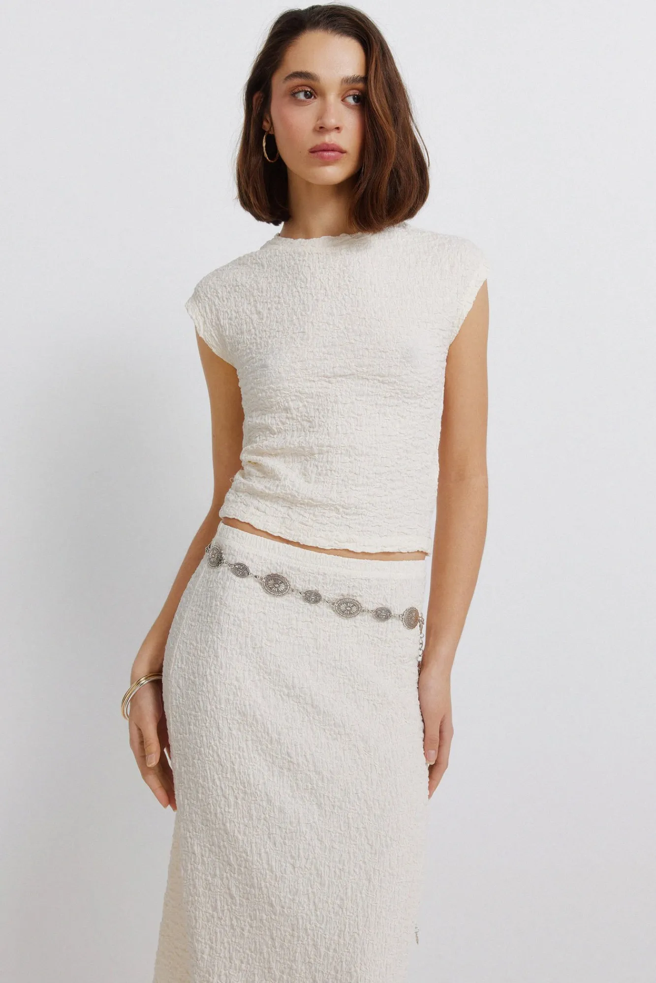 Online Springfield Jupe midi structurée marron