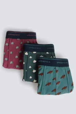 New Springfield Lot 3 boxers animaux rouge