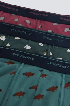New Springfield Lot 3 boxers animaux rouge