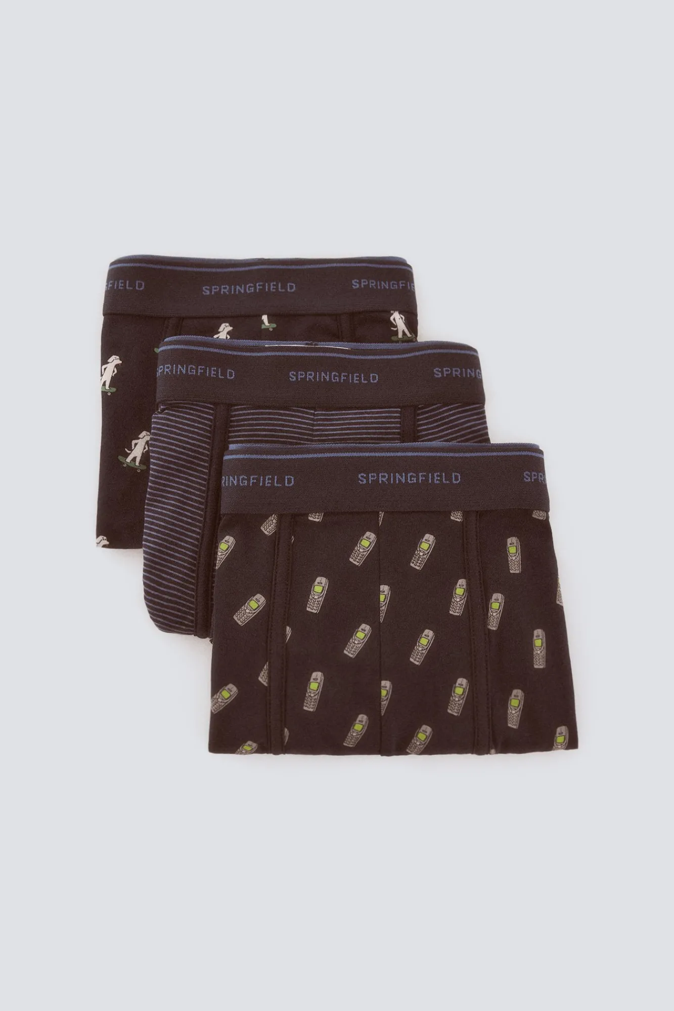 Clearance Springfield Lot de 3 boxers années 90 bleu