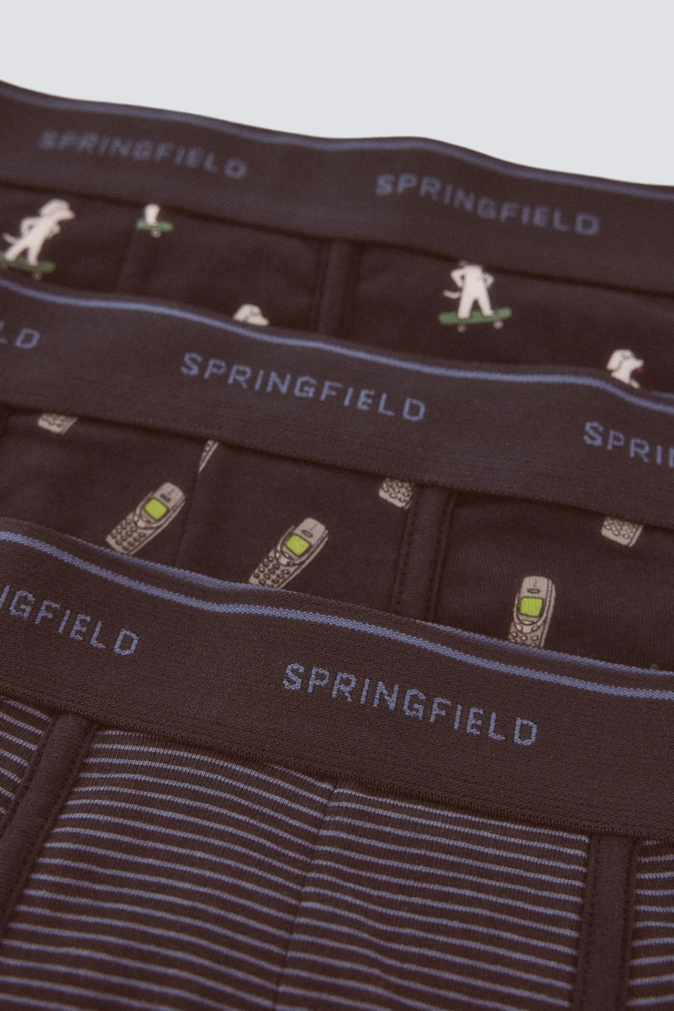Clearance Springfield Lot de 3 boxers années 90 bleu