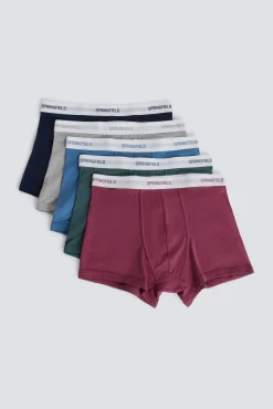 Best Springfield Lot de 5 boxers basiques en coton bleu
