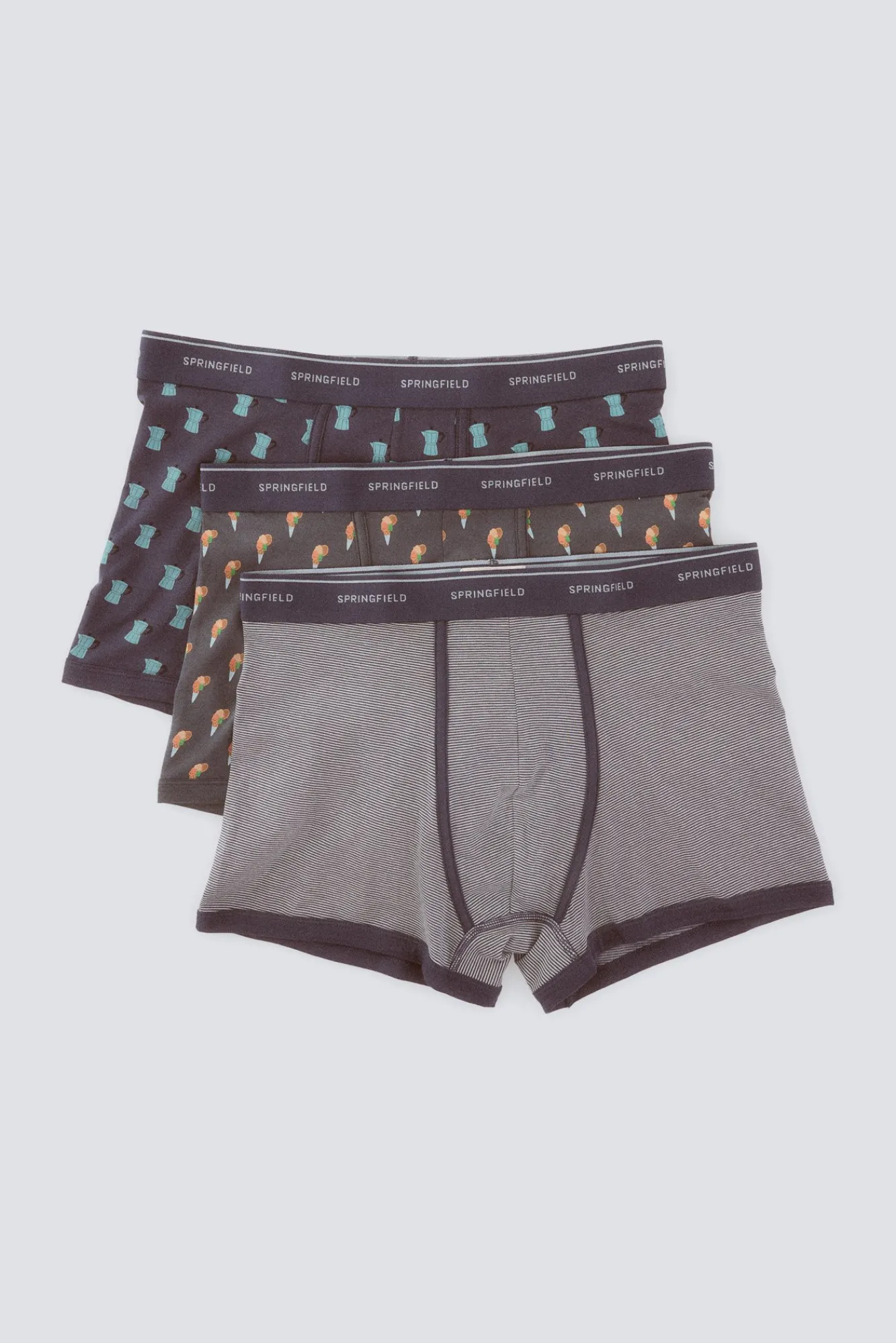 Clearance Springfield Lot de 3 boxers café glacé bleu