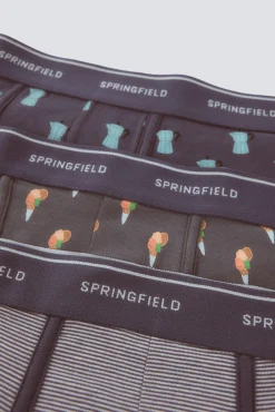 Clearance Springfield Lot de 3 boxers café glacé bleu