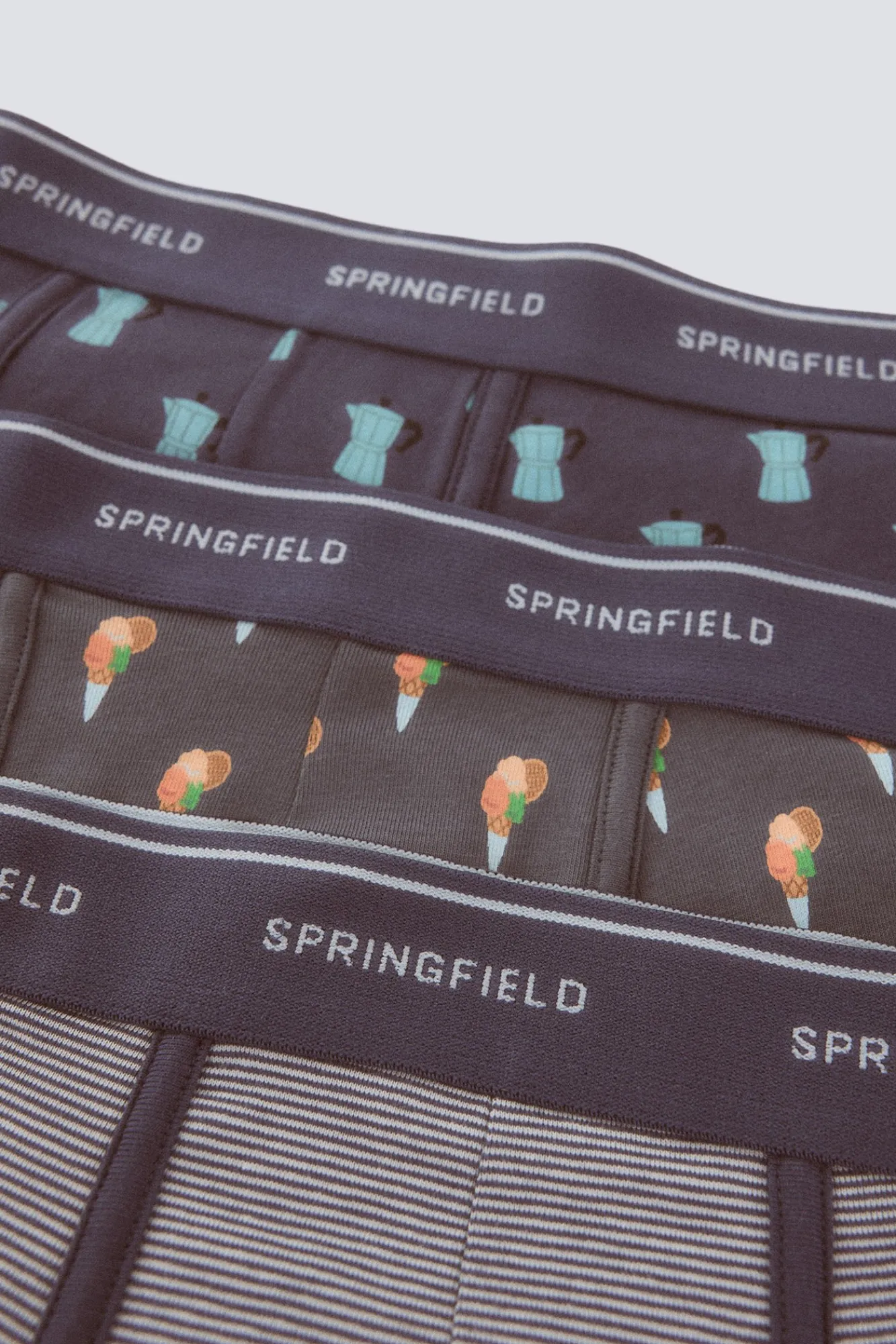 Clearance Springfield Lot de 3 boxers café glacé bleu