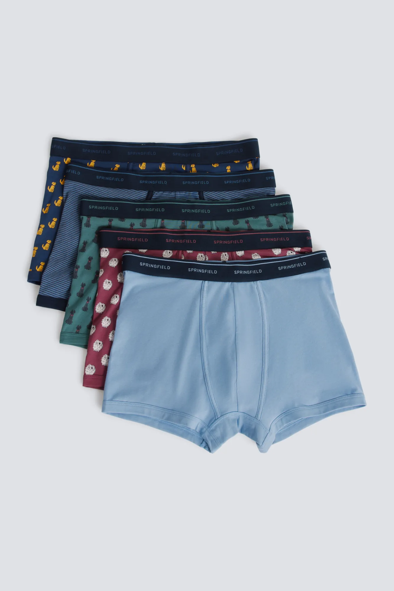 Online Springfield Lot de 3 boxers imprimés en coton vert