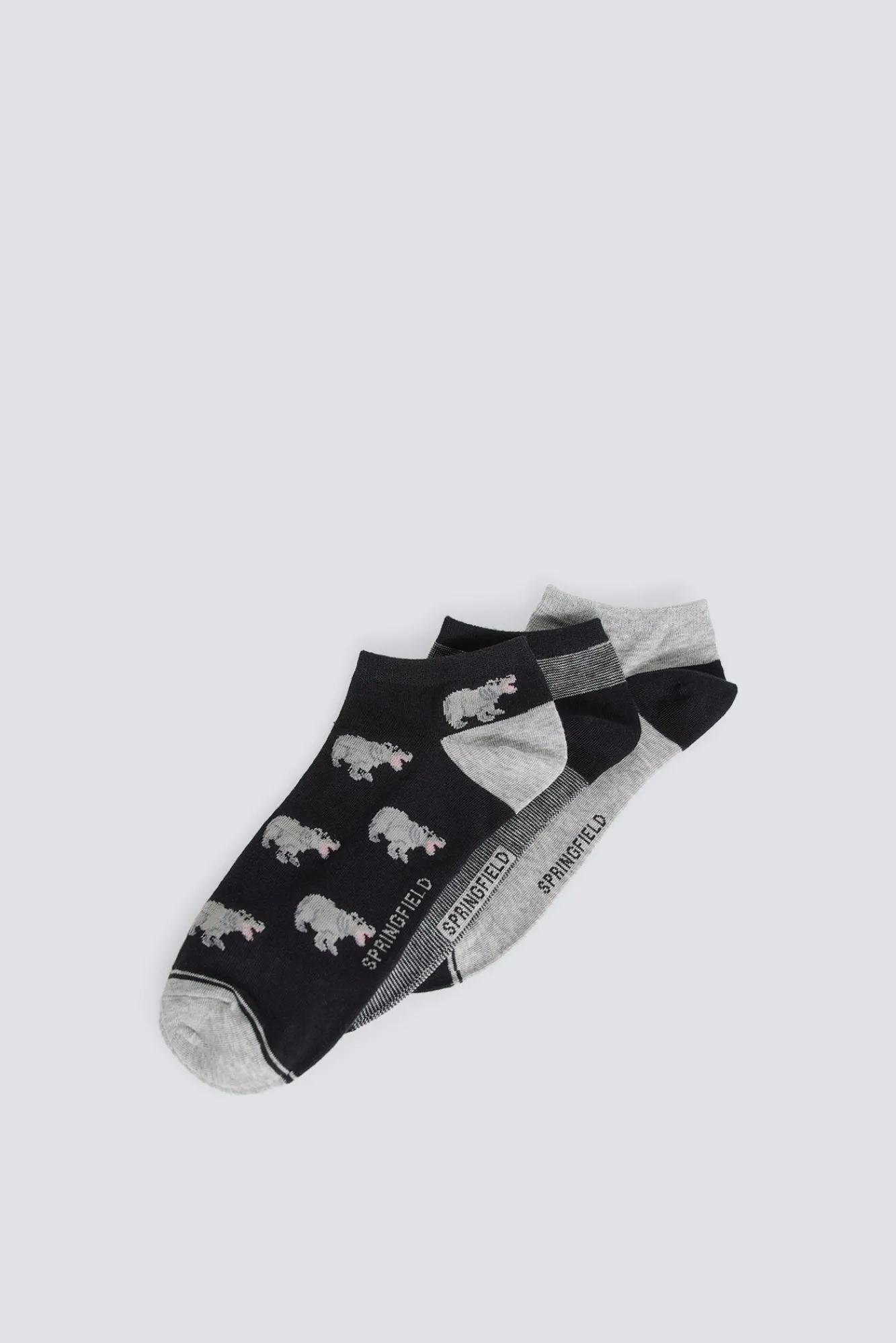 Online Springfield Lot de 3 chaussettes cheville à hippopotames noir