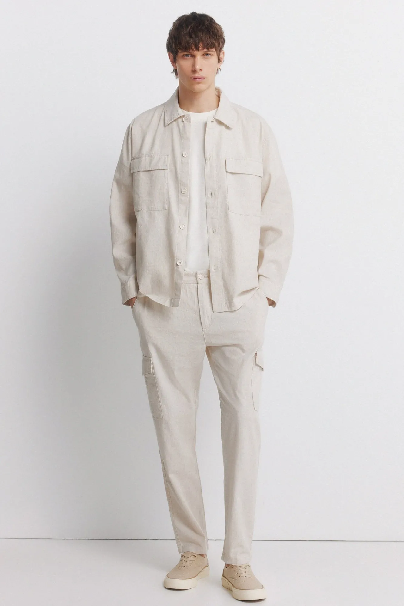 Discount Springfield Pantalon cargo slim fit en lin gris
