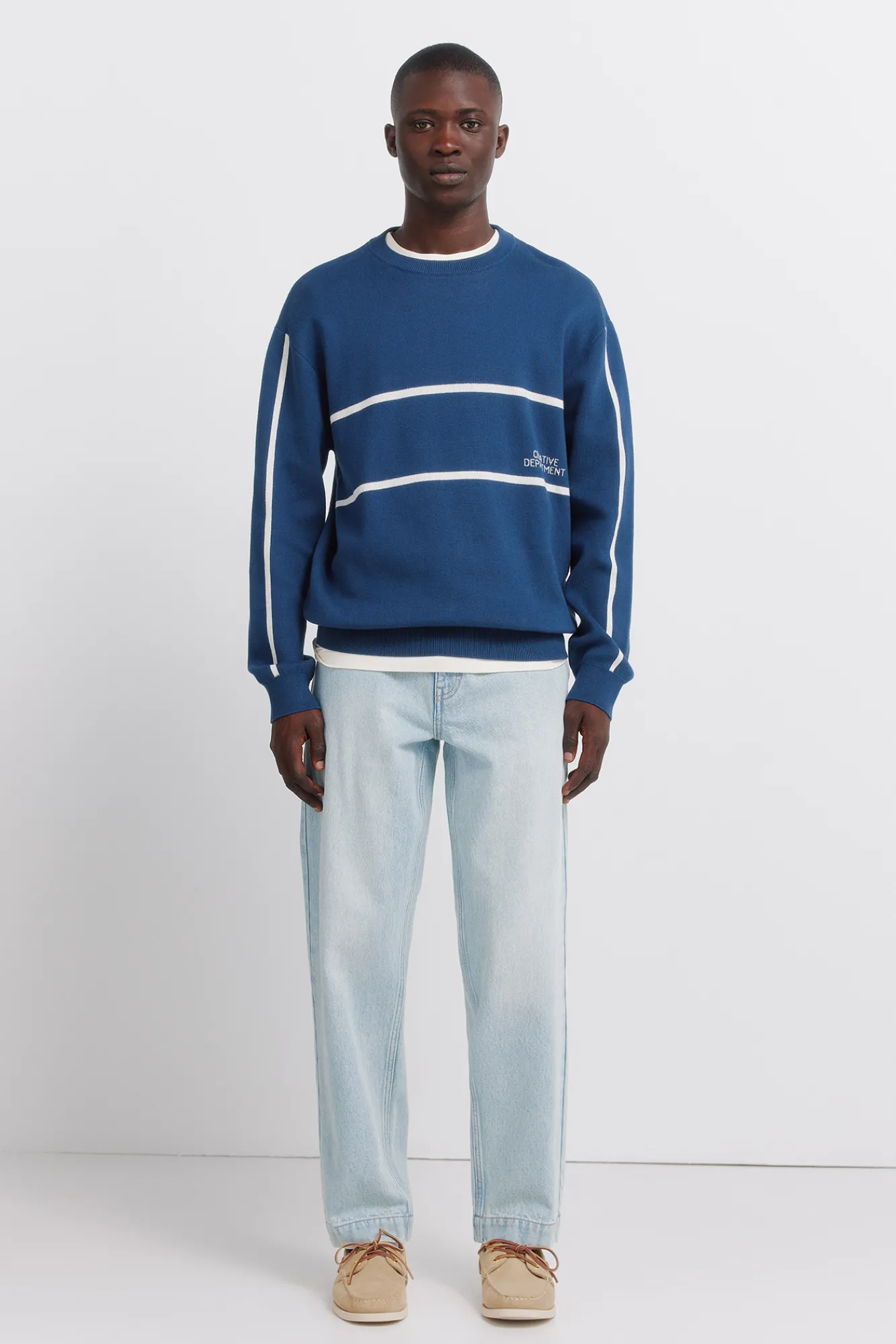 Online Springfield Pantalon chino en jean délavé clair bleu